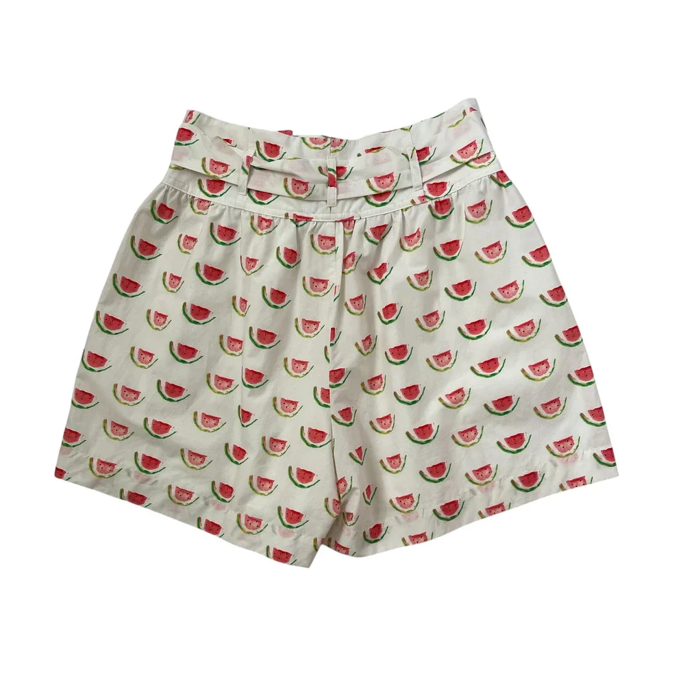 NWT Flora Bea NYC - Ambrose Watermelon Print Shorts - White Red Green - Size S